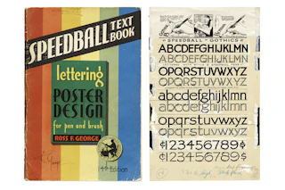 <p>Ross F. George, <em>Speedball Text Book</em>, 14th Ed. and original pasteup boards, Camden, NJ, 1930–40. Image courtesy: Letterform Archive.</p>