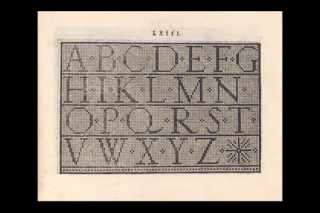 <p>Embroidery guide: Giuseppe Salviati, La Vera Perfettione del Disegno di varie sorti di recami, 1567. Woodcut, Giovanni Ostaus. The Metropolitan Museum of Art Collection</p>
